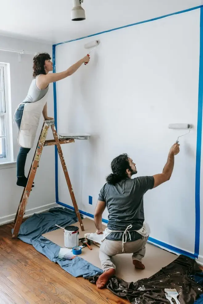 couples are painting their room in spring